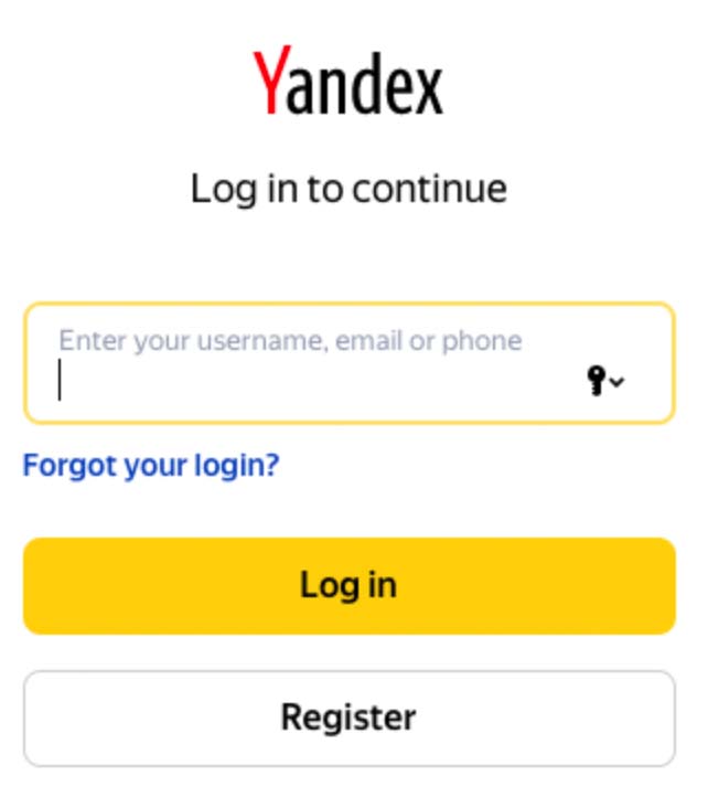 Localizar a palavra-passe da conta Yandex